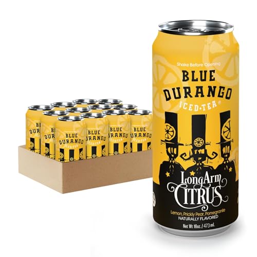 Blue Durango Iced Tea - Long Arm Citrus - Black Tea, Lemon, Prickly Pear, Pomegranate - Low Sugar, Non-GMO, No Artificial Sweeteners, Gluten-Free - All Natural Ingredients - 16 oz Cans (12 Pack)