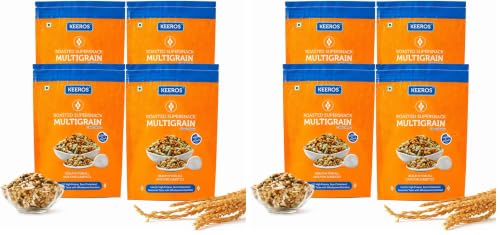 Image of Keeros Multigrain Healthy & Diabetic Friendly Roasted Snacks | Low GI, Crispy, Tasty & Lightly Salted Mix of Pearl Millets & 5 supergrains | Diet Namkeen & Snacks for Weight Loss | Pack of 8x400g