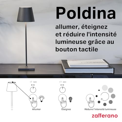 Lampe de table rechargeable Poldina Pro Zafferano bordeaux 38 cm