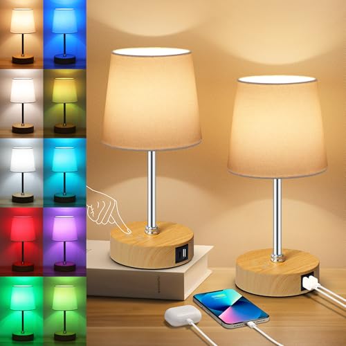 Ascher Small Bedside Table lamp Set of 2, RGB Color