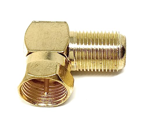DRUT 1pcs F Type Male to Female Socket Right Angle Coupler Satellite Cable Adapter (Gold) - Image 3