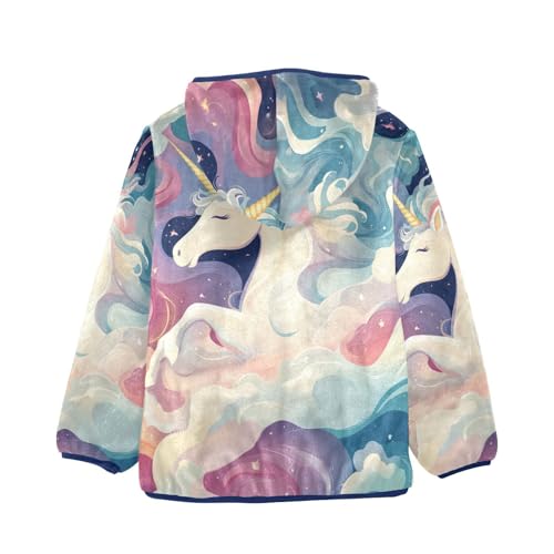 Pretty Unicorn Girls Fleece Jacket Girls Fall Jacket Girls Zip Up Hoodie Girls Sherpa Jacket 2-10T2