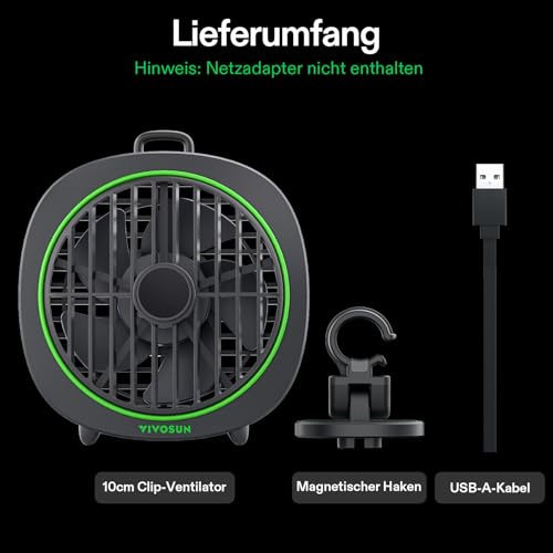 VIVOSUN AeroWave D4 10cm Grow Ventilator Clip Ventilator Grow mit Haken, 3 Geschwindigkeiten, Starker & Leiser Luftstrom, Luftstromwinkel Einstellbar für Hydrokultur, Zirkulation, Kühlung, 1 Pack