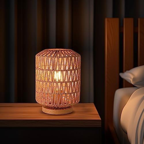 Bedroom Retro Bedside Hand-woven Rattan Table Lamp main image 0
