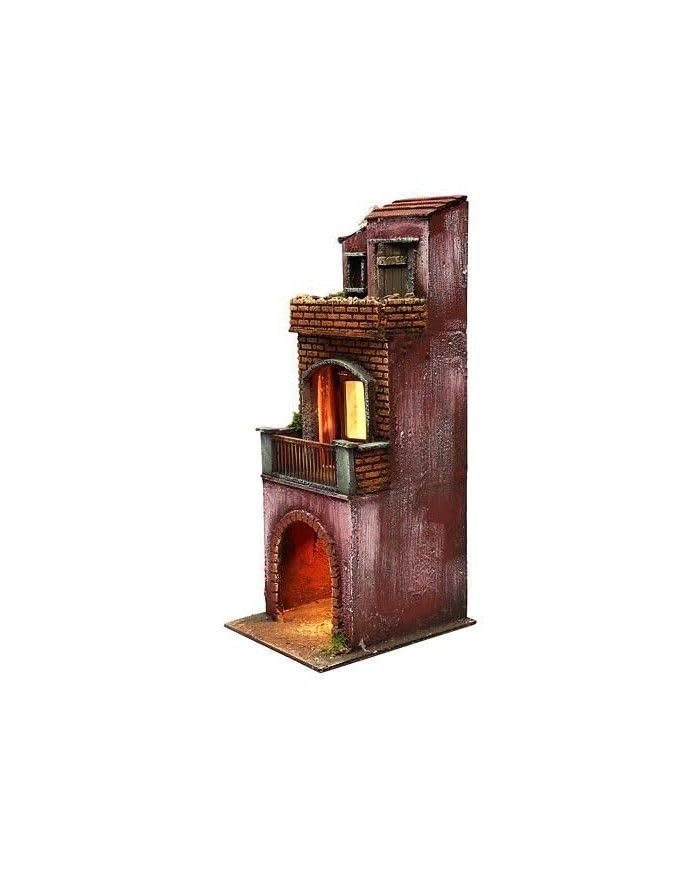 Chianese Casa per presepe in legno e sughero caseggiato con luce casetta realizzata a mano per pastori da 10 cm stile 700 misure 45x20x20 cm
