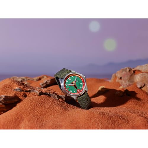 Image of Citizen Mens Eco-Drive Boba Fett Watch, Silver-Tone Stainless Steel Case with a Green Nylon Strap & Green Dial (Style: AW1418-06W)