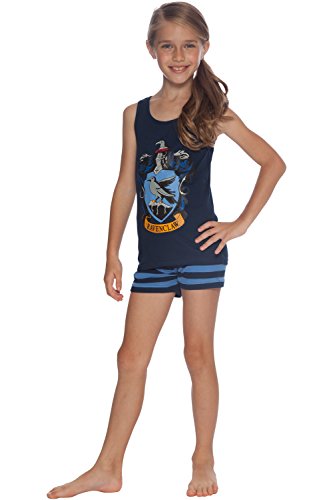 Harry Potter Girls' Big Ravenclaw House Crest Cotton Tank Top Pajama Short Set, 10