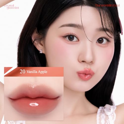 Image of CLIO Crystal Glam Tint, Glossy Lip Tint with Glass-Like Shine, Lightweight Buildable Lip Stain, Long-Lasting Pigmented Color, Non-Sticky, Korean Lip Tint, Safe for Sensitive Lips (020 VANILLA APPLE)