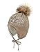 Produktbild maximo Baby-Mädchen mit Sterne und Kunstfellpompon und Bindeband Mütze, Beige (Graumeliert 62), (Herstellergröße: 51)