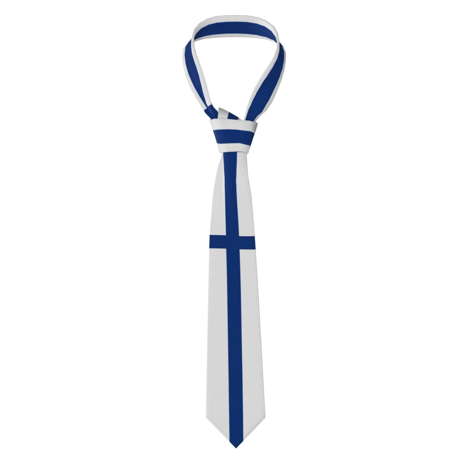 HLBSDM Finlander Finland Flag Funny Novelty Men'S Tie Necktie Unique Design Ties Formal