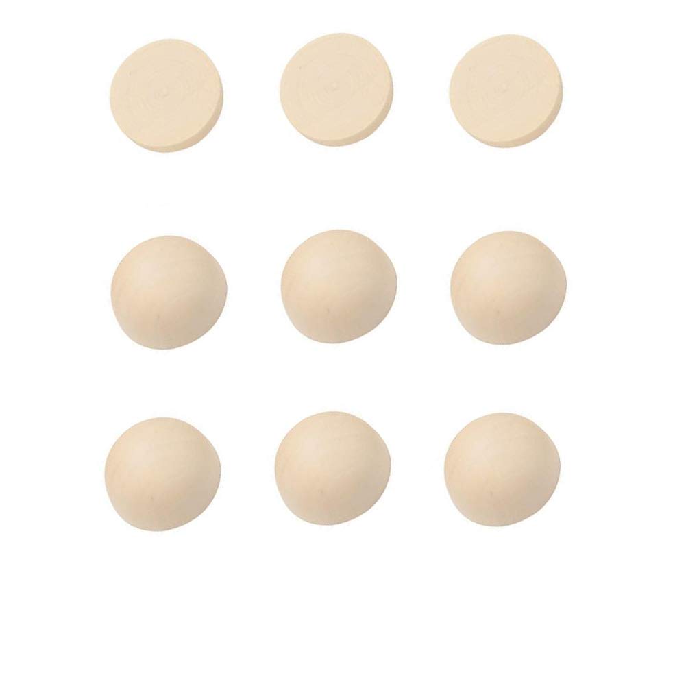 TOAOB 50pcs Demi Rond Boules En Bois Brut Naturel Cabochons
