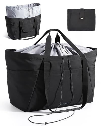 BAGSMART 73L Large Beach Bag, Reusable Shopping Bags, Foldable Tote for Moving Holiday Travel College Packing, Black