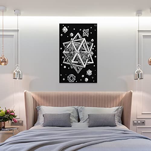 Black And White Art Print Lizard Poster Mc Escher Room Decor Posters Wall Art Paintings Canvas Wall Decor Home Decor Living Room Decor Aesthetic 24X36Inch(60X90Cm) Frame-Style #TOP7