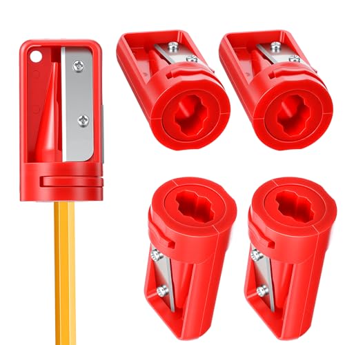 Image of Dplolng 4 Pack Carpenter Pencil Sharpener,Flat Pencil Sharpener Construction Pencils Sharpeners Manual Portable Woodworking Pencils Sharpeners Shaver Narrow Sharpening Tool for Woodworking Tool