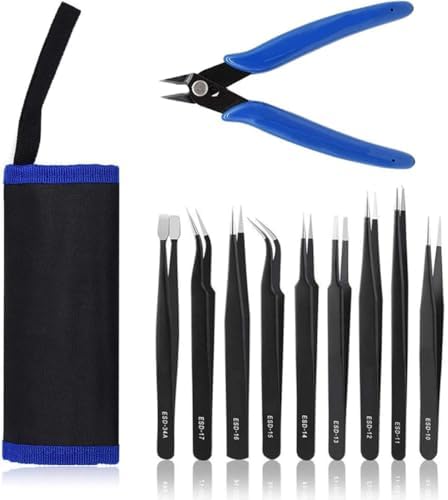 N/X ESD cımbız alet seti, 9 parçalı hassas cımbız seti, manyetik olmayan uçlar, elektronik, lehim, el işi, laboratuvar, takı üretimi için - Görsel 1