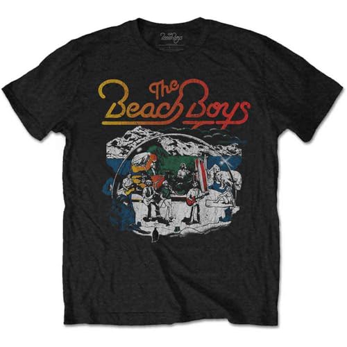 The Beach Boys T-Shirt au motif imprimé Live Drawing Rock Off vêtement unisexe en coton noir