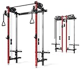 Mikolo Power Rack, Wall Mounted Squat Rack with Cable Crossover