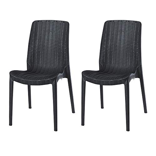 Lagoon Rue Black Stack-Able Rattan Dinning Chair - 4 pcs/Set