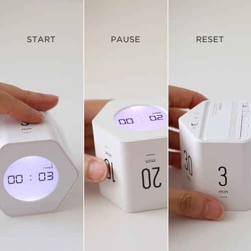 Image of mooas Multi-Hexagon Clock Cube, Digital Clock, Pomodoro Timer, Backlit Display 12 /24H Mode Count up & Countdown Timer, Rotating Various Time Presets for Classroom, Gym, Kitchen (Mint)