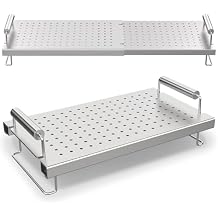 Griddle Warming Rack for Blackstone 17 22 28 36 Inch Flat Top Griddle, Adjustable Universal Stainless Steel Grill Rack for Weber, for Charbroil and Camp Chef Warming Rack Accessories, 15" to 25"L