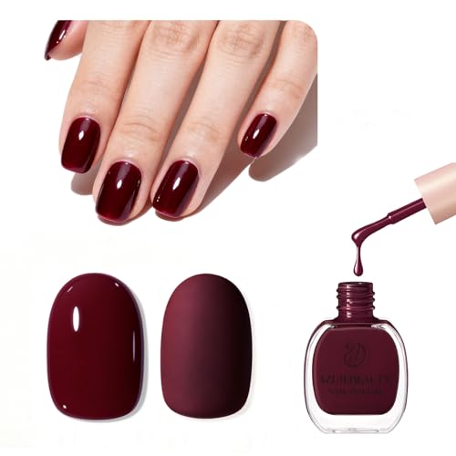 AZUREBEAUTY Dark Red Nail Polish, Quick Dry Strengthening Formula, Natural Nail Treatment, DIY Salon...