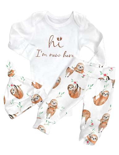 Image of WIQI Newborn Boy Clothes Letter Print Long Sleeve Baby Romper+Cute Animal Pants With Hat 3PCS Baby Boy Spring Summer Outfits
