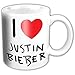 Justin Bieber Premium-Boxed-Becher Keramik Weiß I Love JB Motiv Red Heart