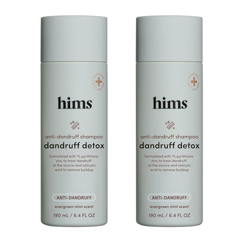 hims Dandruff Detox Shampoo - Pyrithione Zinc, Argan Oil, & Avocado Oil Formula - Dandruff Shampoo for Flaky & Itchy Scalp - Sulfate-Free, Paraben-Free - Evergreen Mint Scent - 6.4 Fl Oz, 2 Pack