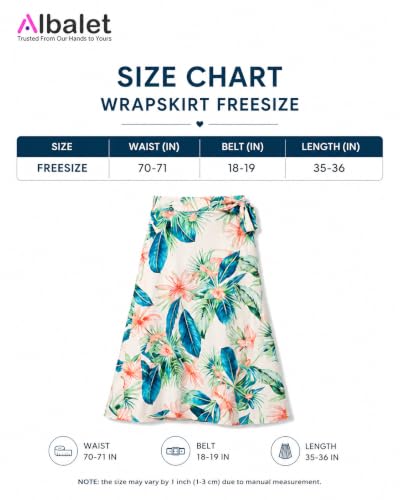 Image of Women's Floral & Animal Print Wrap Skirt - Midi Length A-Line Summer Skirt with Side Tie-Up, Tropical Cheetah Tiger Casual Beach Wear