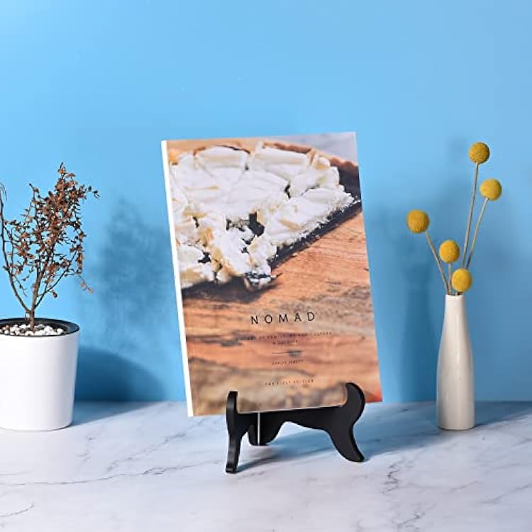 uxcell 2pcs 4 Easel Plate Holder, Wooden Folding Display Stand Brown for Decorative Picture Frame