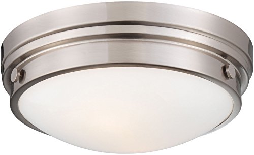 Exclusive Discount 50% Price Minka Lavery Flush Mount Ceiling Light Round 823-84 2LT 120w (5"H x 13"W) Glass Satin Nickel