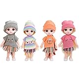 ONEST 4 Sets 6 Inch Dolls Cute Girl Dolls Include 4 Pieces Girl Mini Dolls, 4 Sets Handmade Doll...