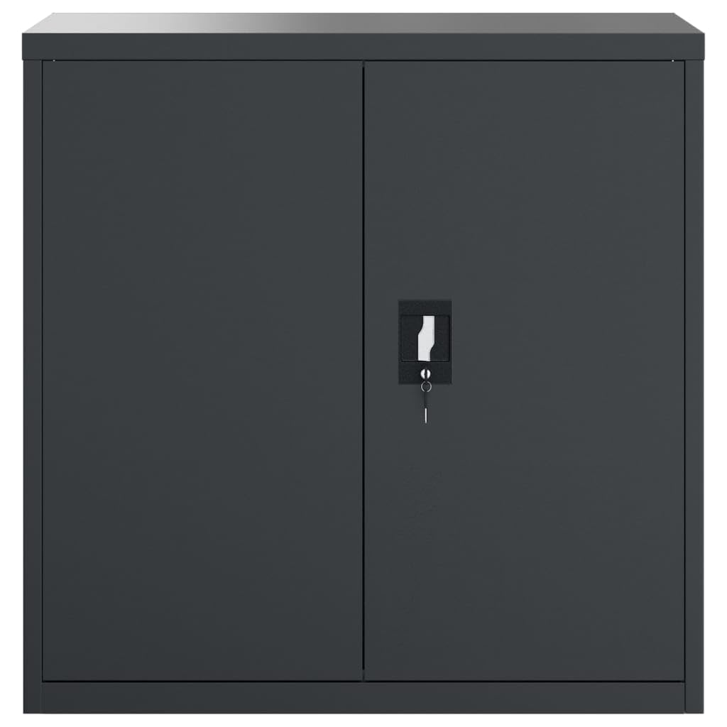 Szafa na akta, antracytowa, 90 x 40 x 130 cm, stal z 2 wkładanymi półkami i zamykanymi drzwiczkami, do organizacji biura i bezpieczeństwa dokumentów, wytrzymała powłoka proszkowa odporna na rdzę