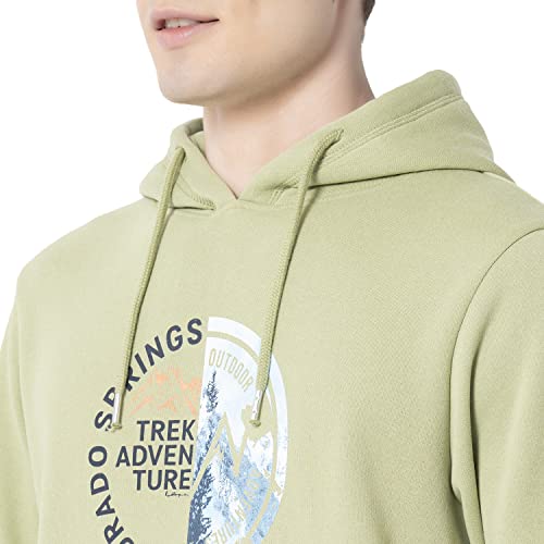 Image of Red Tape Men's Leaf Green Graphic Print Hoodie