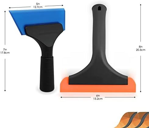 EHDIS Window Squeegee Set with Handle, Flexible Rubber Squeegee, Shower Squeegees, for Glass, Mirrors, Car Windows, Bathroom, 6 INCH + 5INCH