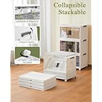 OlarHike 144QT Lockable Storage Bins with Lids - Folding Storage Cabinet with Doors and Wheels, Collapsible Plastic Box for Closets, Office, Stackable Organizer and Containers, Gifts, 3 Pack Cubes - Image 3