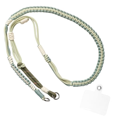 [macaroni edge] マカロニエッジ ソロモン編み スマホショルダー ストラップ 3WAY 斜めがけ iPhone ショルダー 付け替え 韓国雑貨 (グリーン×グリーン)