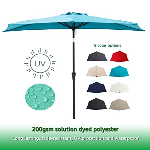 Helios&Hestia 270 cm halfronde parasol, halfrond terrasparasol, marktparasol, tuinparasol, balkonscherm met zwengel en… - Afbeelding 4