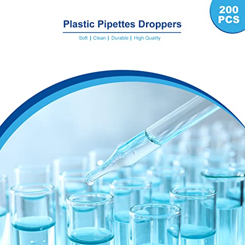 LOKIPA 200PCS Disposable Pipettes, Plastic Transfer Pipettes Pipette for Science Laboratory Daily Use(3ml)