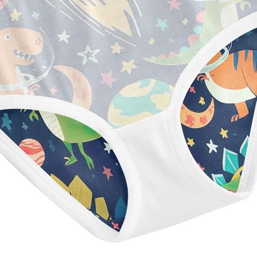 Girls Panties, Colorful Dinosaurs Space Planets Toddler Panties, Girls Cotton Underwear, 2T–8 Years4