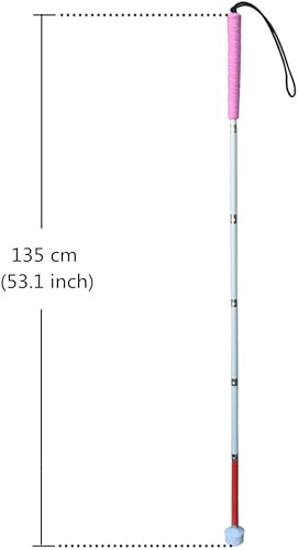 Miniatura 10 de Bastón blanco plegable de aluminio para personas con discapacidad visual y ciegas (se pliega 6 secciones) (51.2 pulgadas), mango negro)