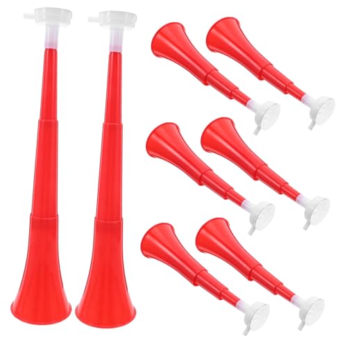 KOMBIUDA 8 Piezas Trompeta Vuvuzela Cuerno Ruidoso para Eventos Deportivos Fútbol Carnaval Fiesta Rojo