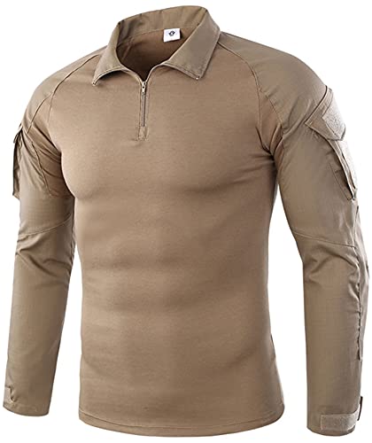 Uugood Chemise de Combat Tactique Camouflage Longues Manches pour la Chasse, Airsoft, Randonnée, Paintball