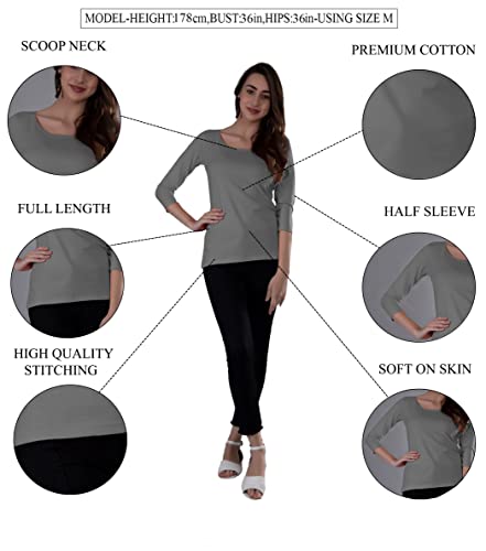 Image of A5017 Women's Scoop Neck 3 /4 Sleeve T-Shirt for Women