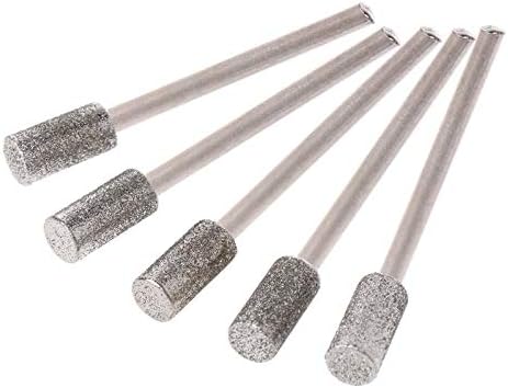 5PCS Diamond Coated Cylindrical Burr 5mm Chainsaw Sharpener Stone File Chain Saw Sharpening Carving Grinding Tools