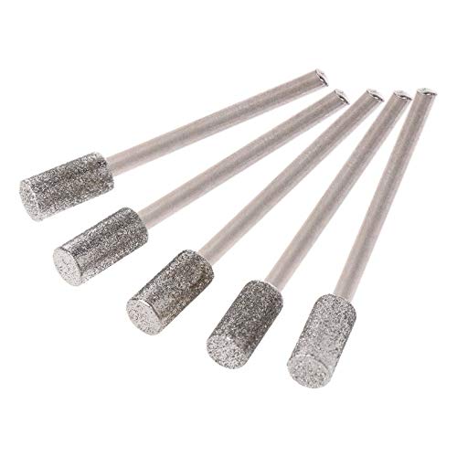 5PCS Diamond Coated Cylindrical Burr 5mm Chainsaw Sharpener Stone File Chain Saw Sharpening Carving Grinding Tools