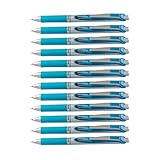 Pentel EnerGel Deluxe RTX Retractable Liquid Gel Pen, Medium Line, Metal Tip, Sky Blue Ink, Box of 12 (BL77-S)