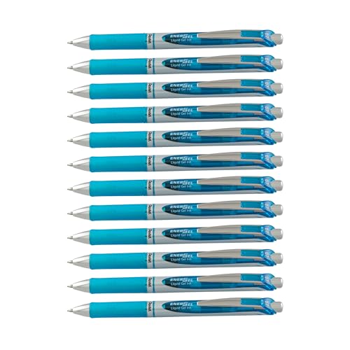 Roller retráctil Energel azul claro bolígrafo de gel recargable para opositores y estudiantes