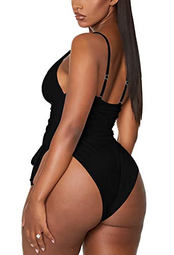 Viottiset Women's Ruched High Cut One Piece Swimsuit Tummy Control Bathing Suit Monokini - Image 3