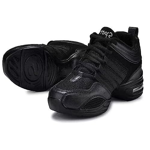 Women's Jazz Shoes Lace-up SneakersMesh Slip Thick Soled Jazz Dance Shoes Cushion Lady Girls Modern Breathable Air Cushion Split Sole Athletic Walking Dance Shoes